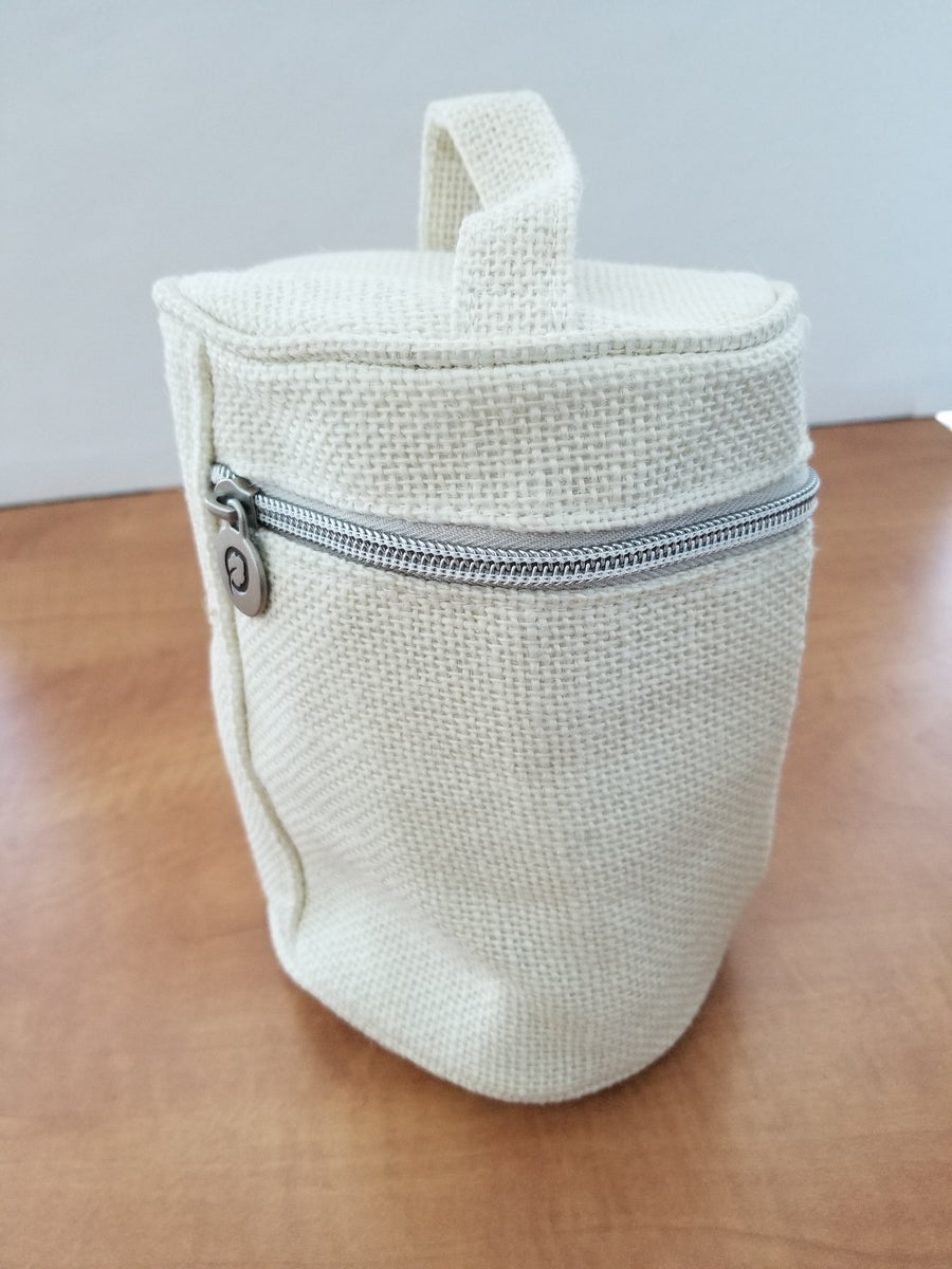 Off White Large Cylinder Jute Bag - Escents Aromatherapy Canada